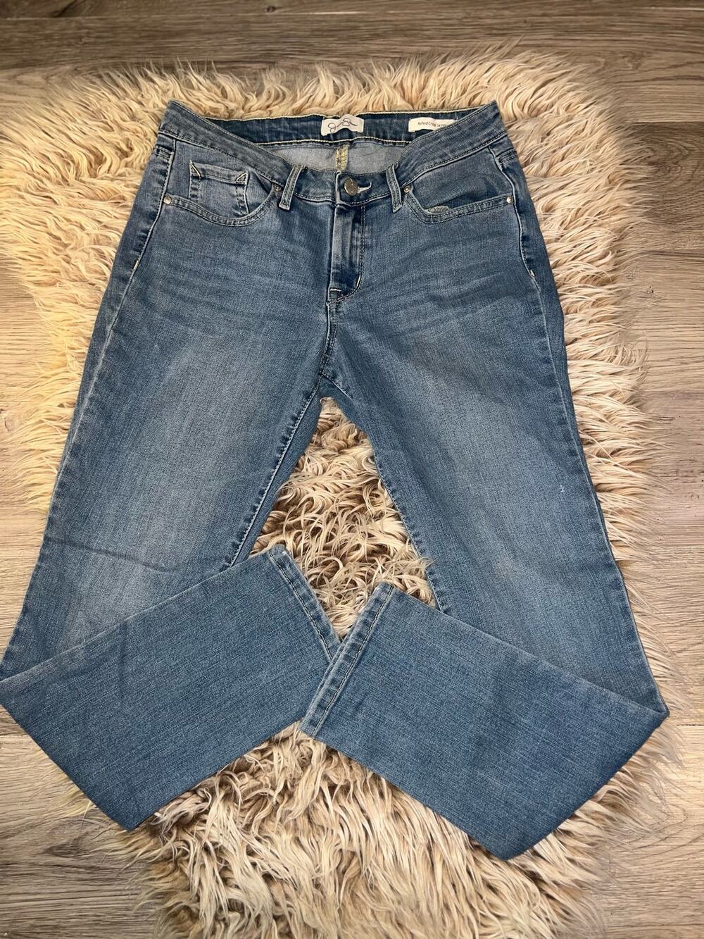 Jessica Simpson rolled crop skinny women’s blue jeans